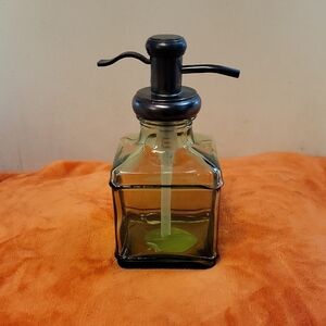 Square Glass Soap Dispenser with Oil-Rubbed Bronze Pump